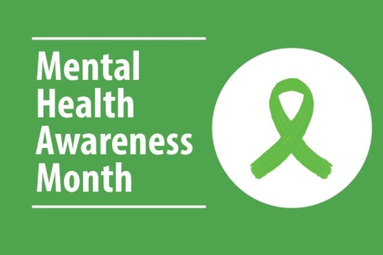 Green ribbon and background for Mental Health Awareness Month